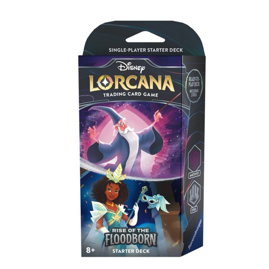 Disney Lorcana: Rise of the Floodborn Starter Deck - Merlin & Tiana (Amethyst & Steel)