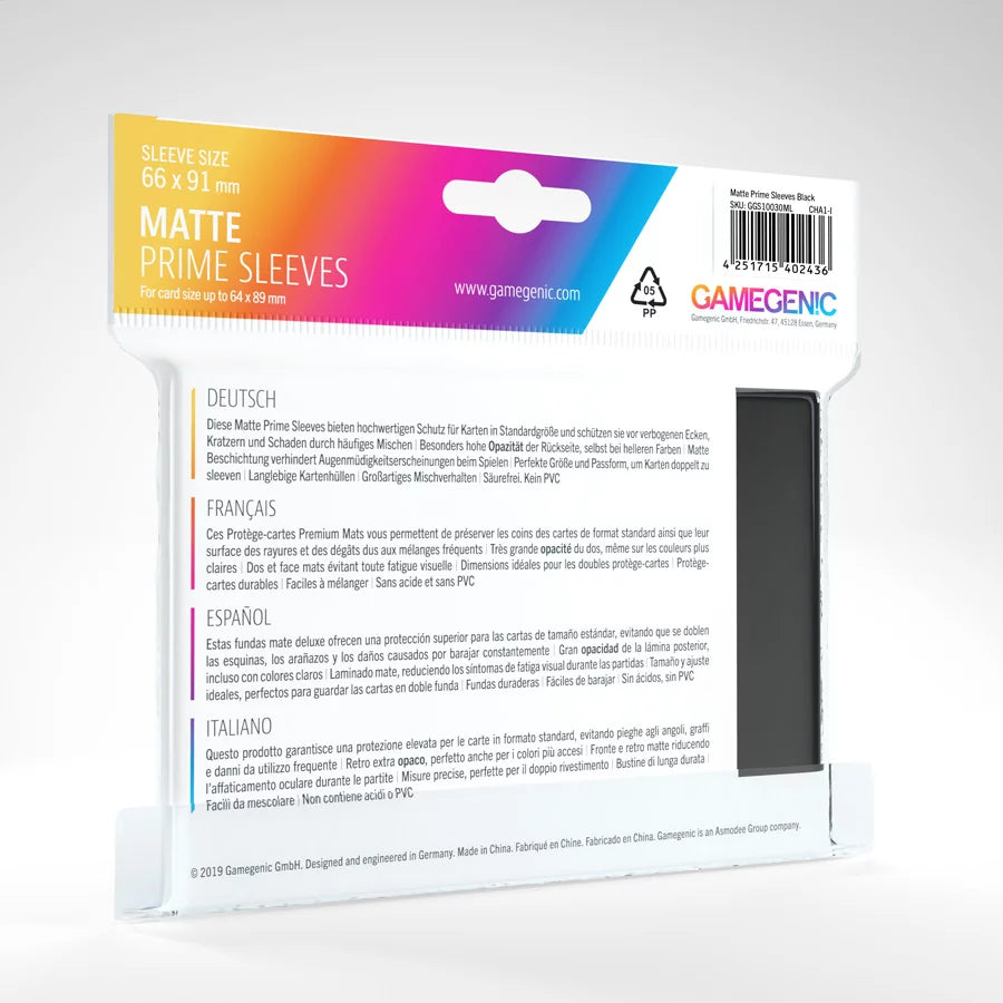 Gamegenic Matte Prime Sleeves - Black (100)