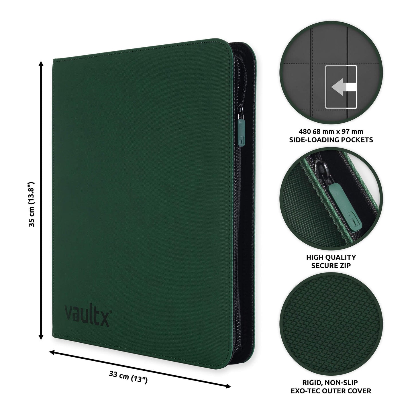 Vault X 12-Pocket Exo-Tech Zip Binder - Forest Green