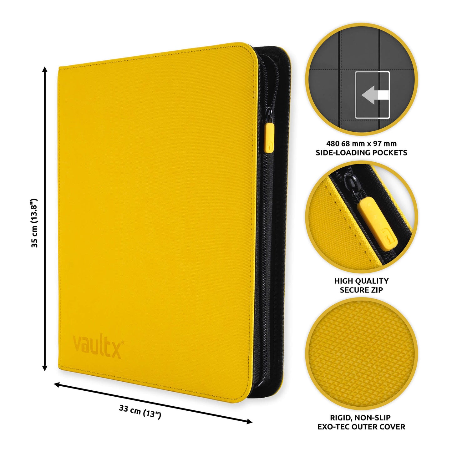 Vault X 12-Pocket Exo-Tech Zip Binder - Sunrise Yellow