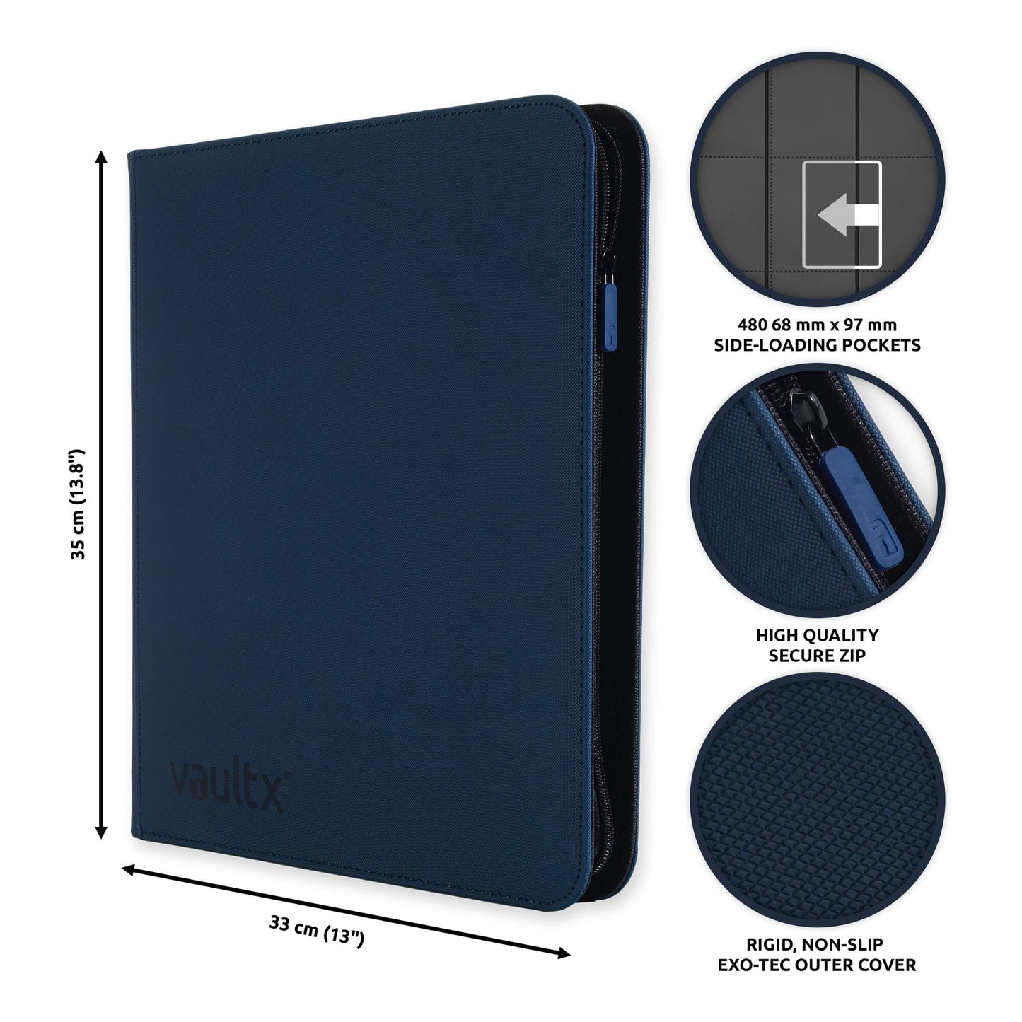 Vault X 12-Pocket Exo-Tech Zip Binder - Royal Blue