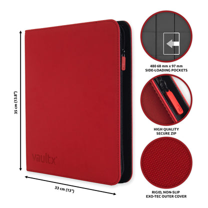 Vault X 12-Pocket Exo-Tech Zip Binder - Fire Red