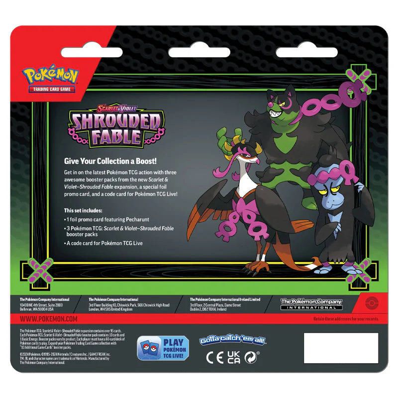 Pokemon TCG: Scarlet & Violet SV6.5 Shrouded Fable - 3 Pack Blister - Pecharunt