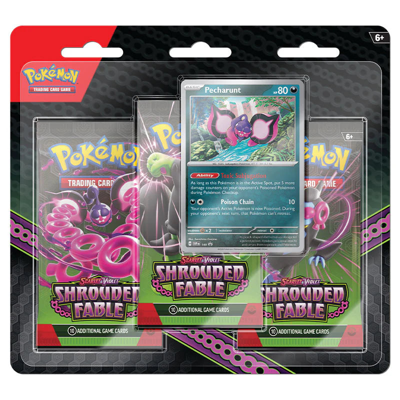 Pokemon TCG: Scarlet & Violet SV6.5 Shrouded Fable - 3 Pack Blister - Pecharunt