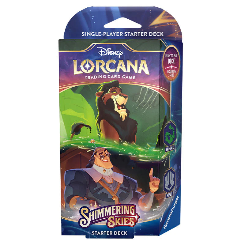 Disney Lorcana: Shimmering Skies Booster Starter Deck - Scar & Kronk (Emerald & Steel)