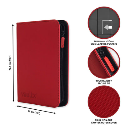 Vault X 4-Pocket Exo-Tech Zip Binder - Fire Red