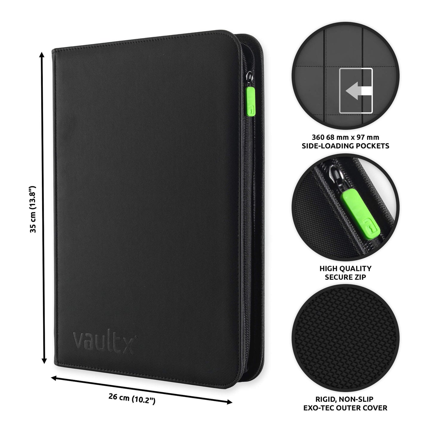 Vault X 9-Pocket Exo-Tech Zip Binder - Signature Black